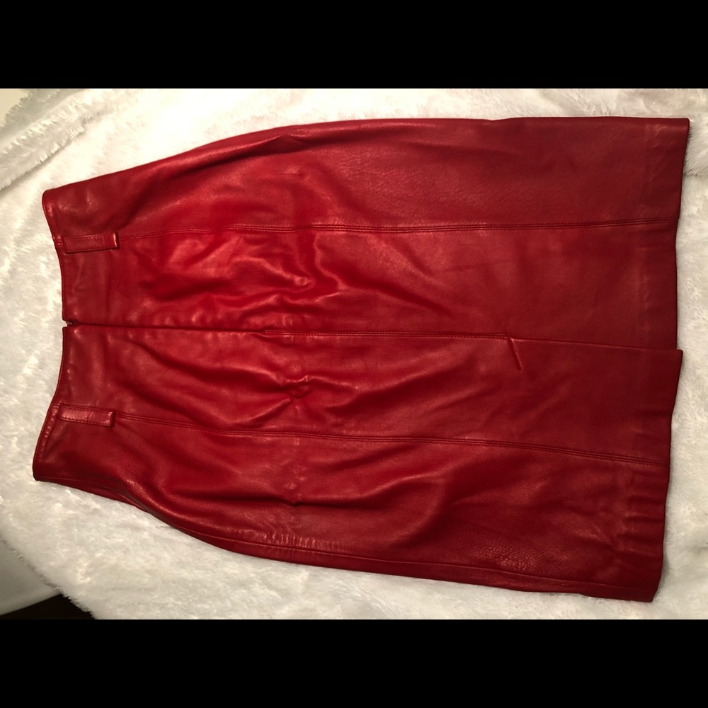 Linda Allard for Ellen Tracy Red leather skirt